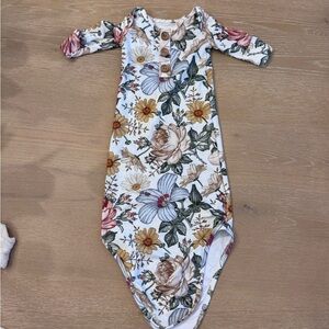 Caden Lane Floral Baby Gown with Buttons